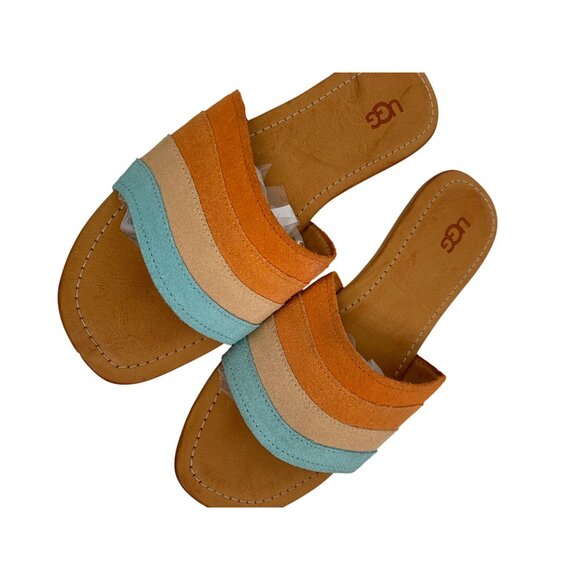 Ugg Ximena Leather Suede Multicolor Slide Sandals Size 8 Y10668 - Picture 9 of 13